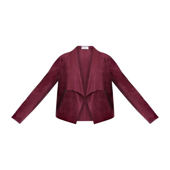 (NWT) Sofia Vergara - burgundy faux suede fall moto jacket (medium) - Picture 3 of 3